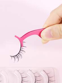 1 pieza de aplicador de pestañas, pestañas postizas, bricolaje, aplicador de pestañas de acero inoxidable, herramienta removedora de Clip, pinzas, pinzas para una fácil aplicación y eliminación de pestañas - Rosa - Ver 2