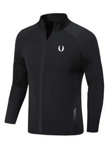 Manfinity Sport Corelite Áo khoác thể thao tay áo in hình cánh tay Raglan cho nam - màu đen - Xem 1