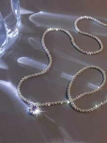 Nooxian Cubic Zirconia Round Charm Necklace - Silver - View 3