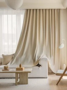 Solid Single Panel Curtain, Khaki Polyester Curtain For Living Room, Bedroom - Khaki - View 1