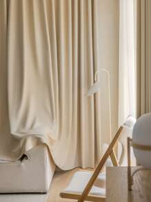 Solid Single Panel Curtain, Khaki Polyester Curtain For Living Room, Bedroom - Khaki - View 3