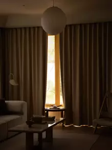 Solid Single Panel Curtain, Khaki Polyester Curtain For Living Room, Bedroom - Khaki - View 4