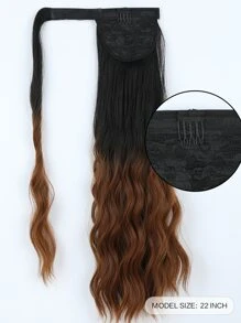 ZURO Ombre Long Curly Ponytail Synthetic Hair Extension - Brown - View 4