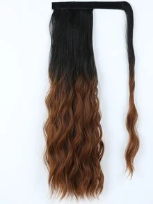 ZURO Ombre Long Curly Ponytail Synthetic Hair Extension - Brown - View 5