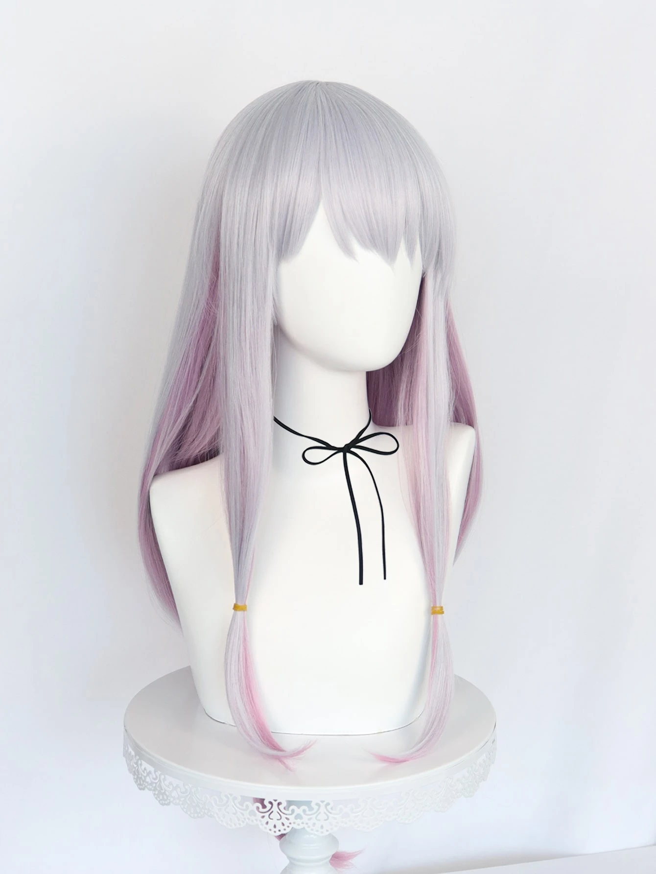 Miniatura 3 de 1 pieza Peluca sintética cosplay larga recta con tupe &amp; 1 pieza Gorro de peluca Multicolor