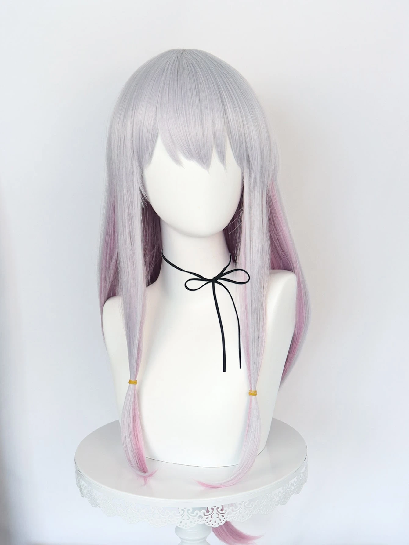 Miniatura 5 de 1 pieza Peluca sintética cosplay larga recta con tupe &amp; 1 pieza Gorro de peluca Multicolor