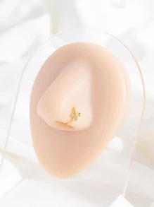 受歡迎水鑽和蝴蝶裝飾鼻環銅簡約風和時髦適合女士和女孩中性 - 金黃色 - 查看 1