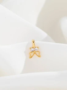 受歡迎水鑽和蝴蝶裝飾鼻環銅簡約風和時髦適合女士和女孩中性 - 金黃色 - 查看 3