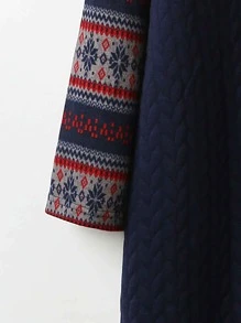 Mulvari Abrigo con capucha en contraste geométrico de manga raglán bajo irregular - Azul Marino - Ver 3