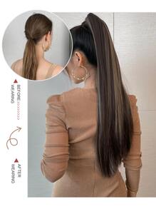 Claw Ponytail Extension Hair 26 Inch Long Straight Hair Heat Resistant Fiber Synthetic Ponytail Hairpiece For Women Daily Used - Black - View 4