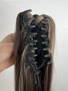 Claw Ponytail Extension Hair 26 Inch Long Straight Hair Heat Resistant Fiber Synthetic Ponytail Hairpiece For Women Daily Used - Black - View 5