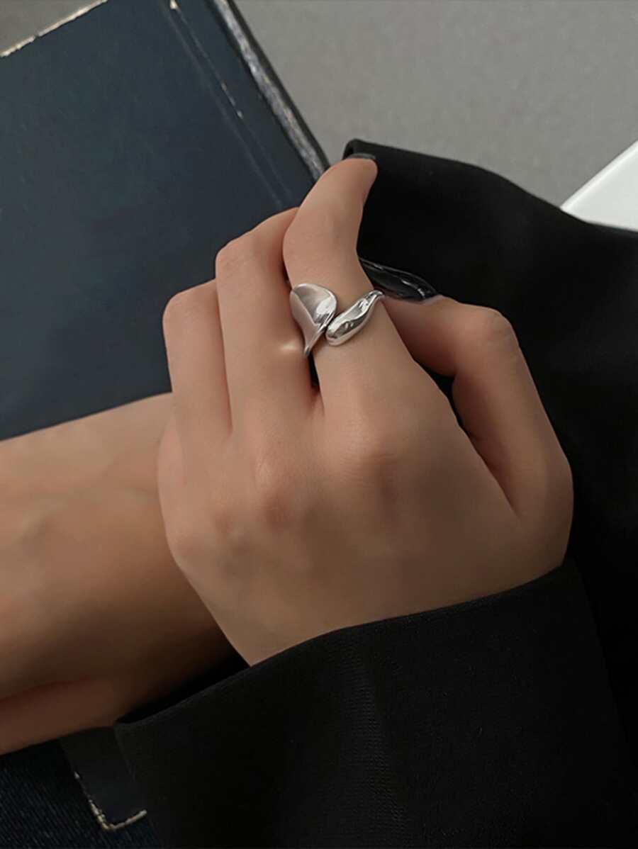 JOJELOO Teardrop Open Ring, Smooth Surface, Fashion Jewelry, Wedding/Engagement Ring, Romantic, Versatile, Gift For Friends - Silver - View 1