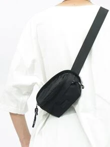 Men Letter Graphic Waist Bag Chest Bag - Black - View 2