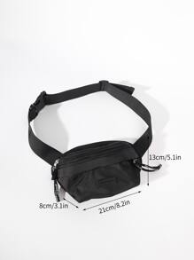 Men Letter Graphic Waist Bag Chest Bag - Black - View 4