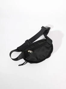 Men Letter Graphic Waist Bag Chest Bag - Black - View 6