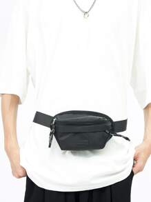 Men Letter Graphic Waist Bag Chest Bag - Black - View 8