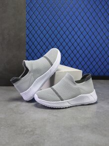 男童條紋圖案透氣低幫跑鞋運動型戶外運動鞋