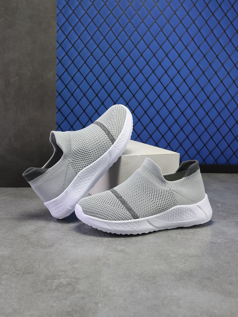 男童條紋圖案透氣低幫跑鞋運動型戶外運動鞋