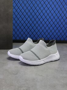 男童條紋圖案透氣低幫跑鞋運動型戶外運動鞋