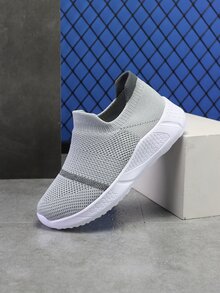 男童條紋圖案透氣低幫跑鞋運動型戶外運動鞋