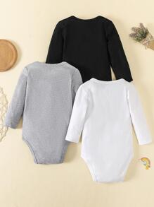 Baby Boy 3pcs Solid Tee Bodysuit - Multicolor - View 2