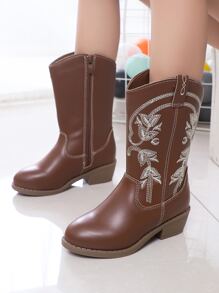 Niñas Botas con bordado floral - Marrón - Ver 7