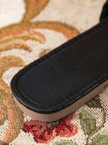 Dép xăng đan đế bằng cho nữ, màu đen, thoải mái, thời trang, chống trơn trượt, quai buộc nơ, dép đi biển đơn giản, thanh lịch, thích hợp cho mùa xuân hè. - màu đen - Xem 4