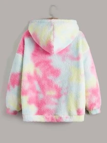 SHEIN Qutie 大码扎染拼接细节落肩泰迪熊卫衣 - 彩色 - 查看 2