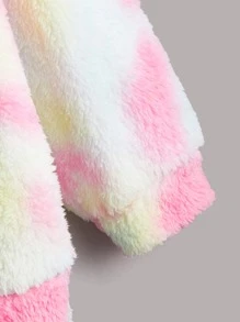 SHEIN Qutie 大码扎染拼接细节落肩泰迪熊卫衣 - 彩色 - 查看 5