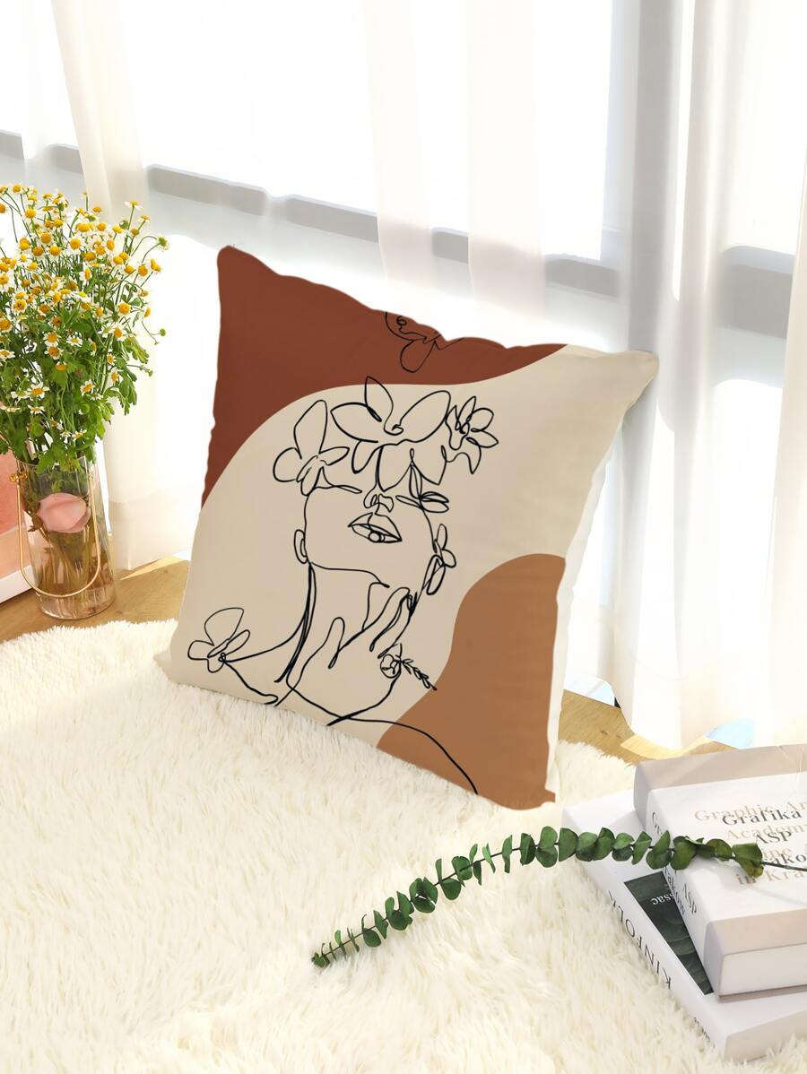 Abstract Figure Graphic Cushion Cover Without Filler, Modern Throw Pillow Case For Sofa