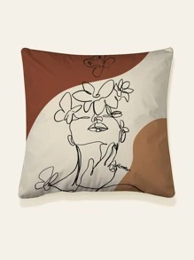 Abstract Figure Graphic Cushion Cover Without Filler, Modern Throw Pillow Case For Sofa