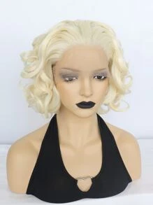 13*2.5 Lace Front Short Curly Synthetic Wig - Gold - View 3