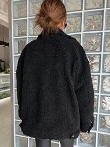 DAZY Cazadora teddy de hombros caídos - Negro - Ver 2