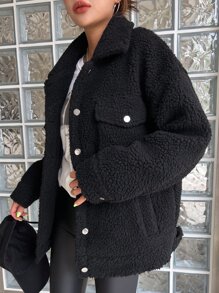 DAZY Cazadora teddy de hombros caídos - Negro - Ver 6