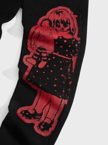 ROMWE MEN WB Horror | ROMWE Hombres Jeans con estampado de figura - Negro - Ver 7