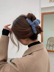 1只柔軟舒適的毛絨髮卡,適合日常居家穿搭,適合外出搭配 - 藍色 - 查看 4