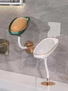 1pc Rotatable Random Color Soap Dish, Wall Mounted Rotatable Soap Holder For Bathroom - Multicolor - View 1