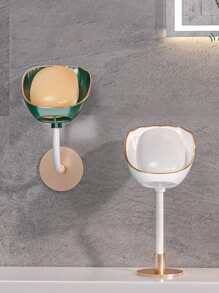 1pc Rotatable Random Color Soap Dish, Wall Mounted Rotatable Soap Holder For Bathroom - Multicolor - View 2