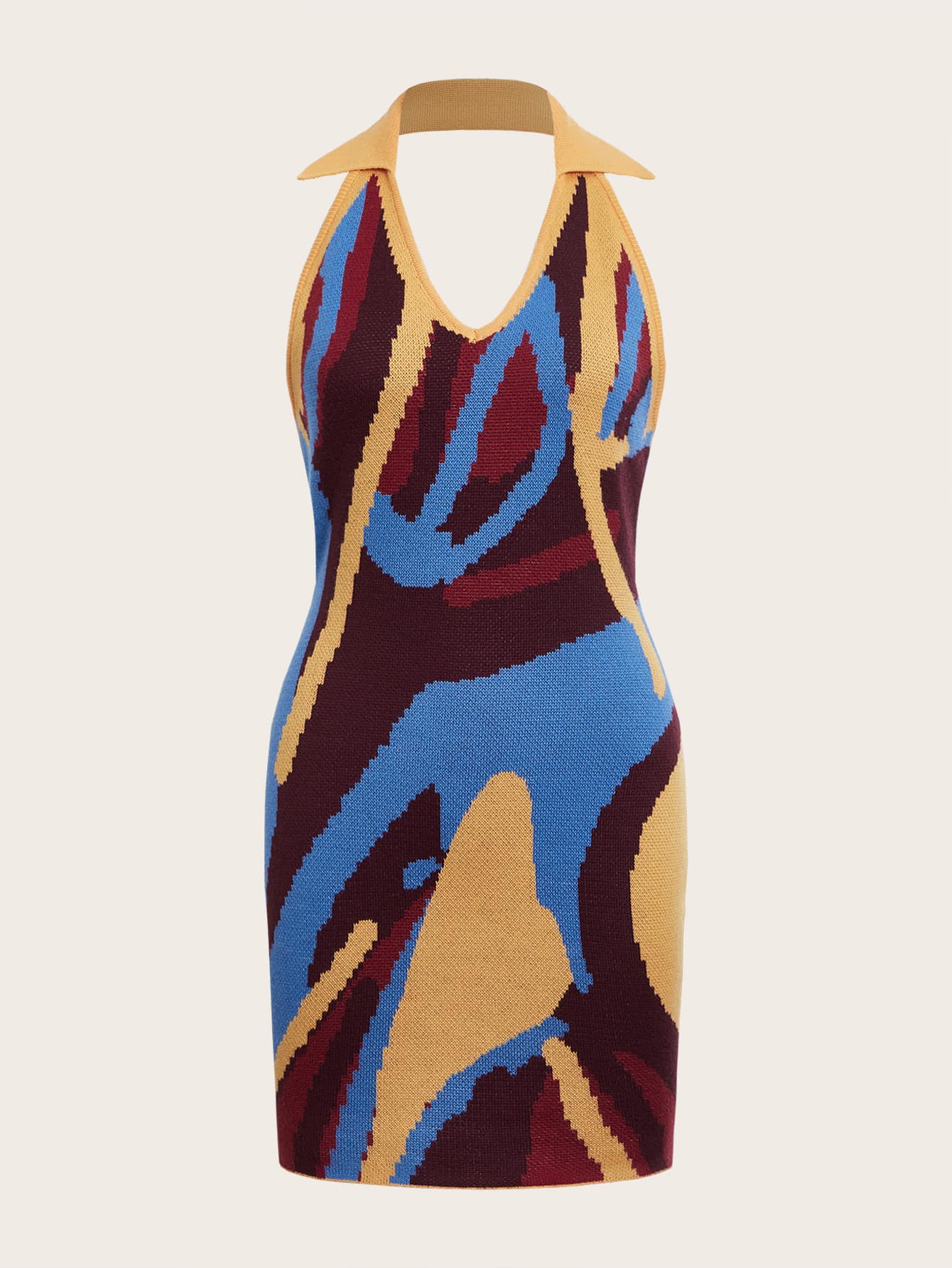 SHEIN EZwear Ladies áo len váy Lộ Lưng Đồ họa Gợi cảm - Nhiều màu - Xem 1