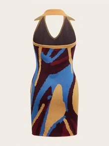 SHEIN EZwear Ladies áo len váy Lộ Lưng Đồ họa Gợi cảm - Nhiều màu - Xem 2