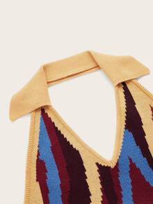 SHEIN EZwear Ladies áo len váy Lộ Lưng Đồ họa Gợi cảm - Nhiều màu - Xem 4