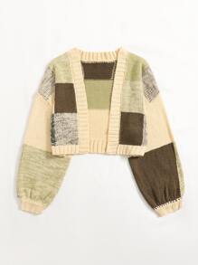 SHEIN EZwear Grunge Color Block Drop Shoulder Duster Cardigan - Multicolor - View 1
