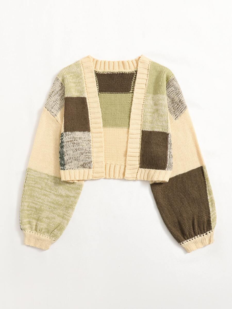 SHEIN EZwear Grunge Color Block Drop Shoulder Duster Cardigan - Multicolor - View 1