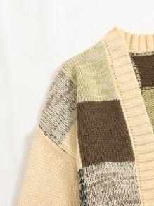 SHEIN EZwear Grunge Color Block Drop Shoulder Duster Cardigan - Multicolor - View 5