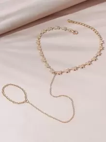 Butterfly Decor Mittens Anklet - Yellow Gold - View 2