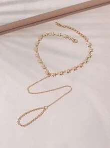 Butterfly Decor Mittens Anklet - Yellow Gold - View 3