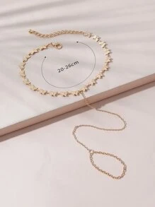 Butterfly Decor Mittens Anklet - Yellow Gold - View 4