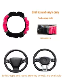 MEIKAXIU 1 pieza Cubierta del volante del coche con diseño de diamante de imitación felpa - Rosa Fucsia - Ver 7