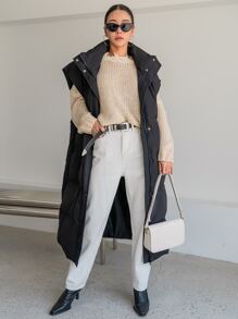 DAZY Zip Front Vest Puffer Thick Coat ,Winter Women Clothes,Winter Coat Women - Black - View 4