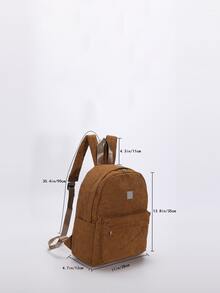 Metal Detail  Functional Backpack - Brown - View 3